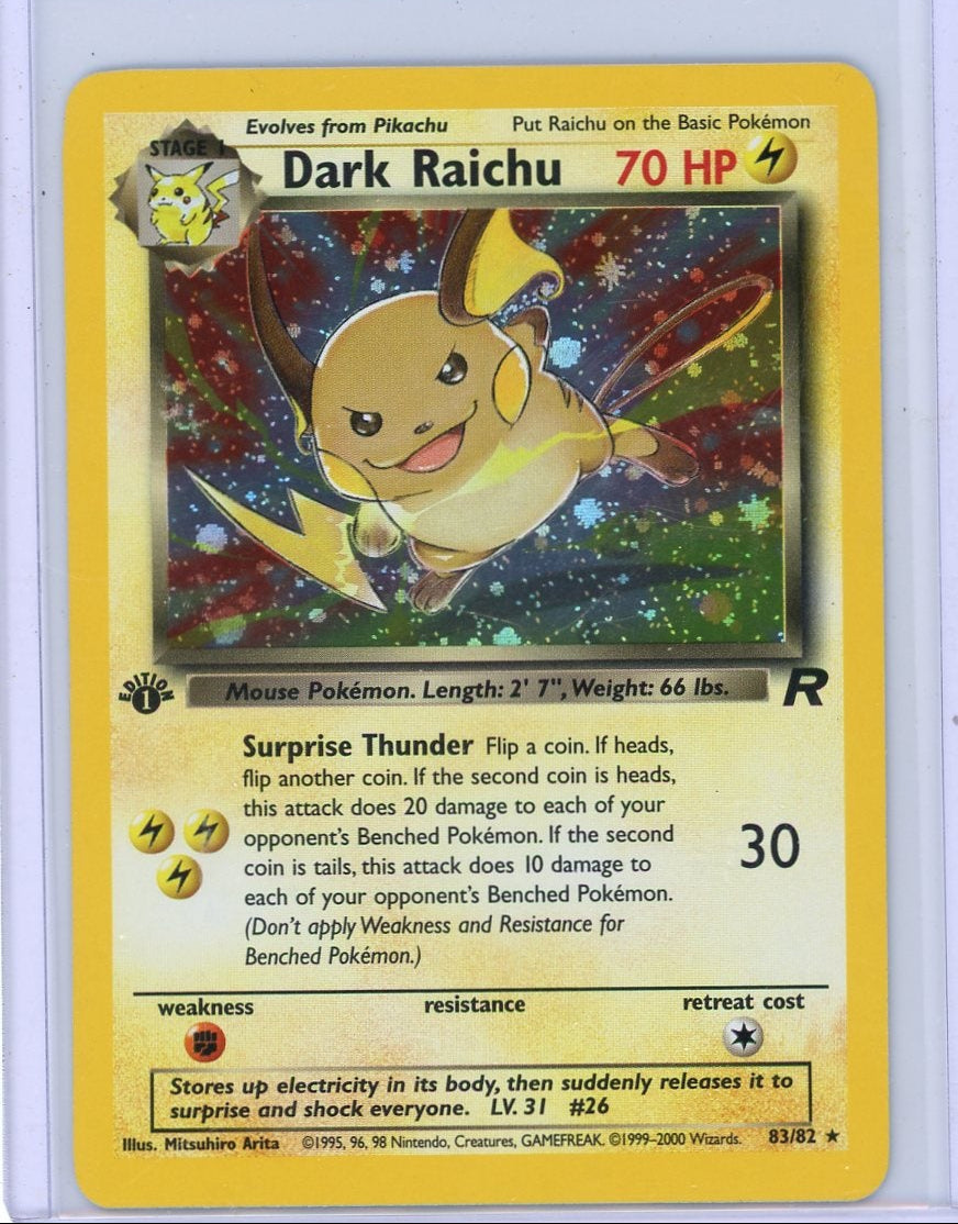 Dark Raichu Pokemon Team Rocket 1st Edition holo #83/82  LP