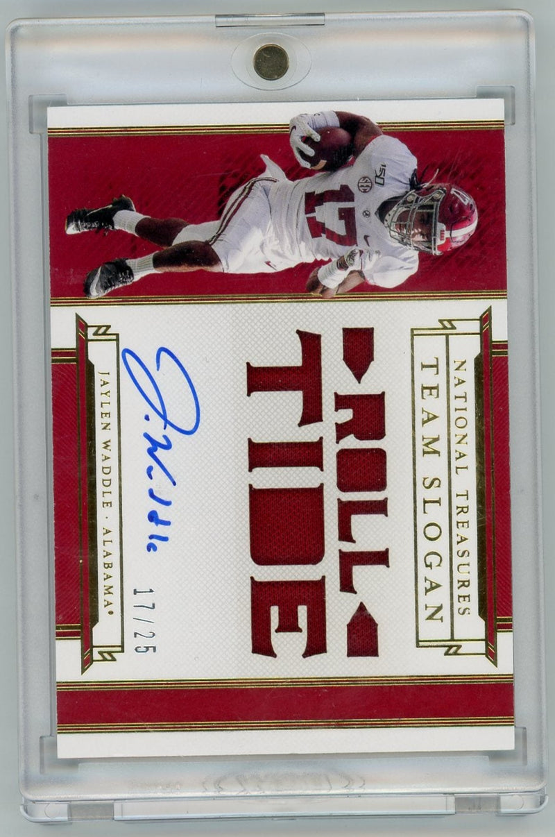 Jaylen Waddle 2021 Panini National Treasures Collegiate Football Team Slogan RPA 
