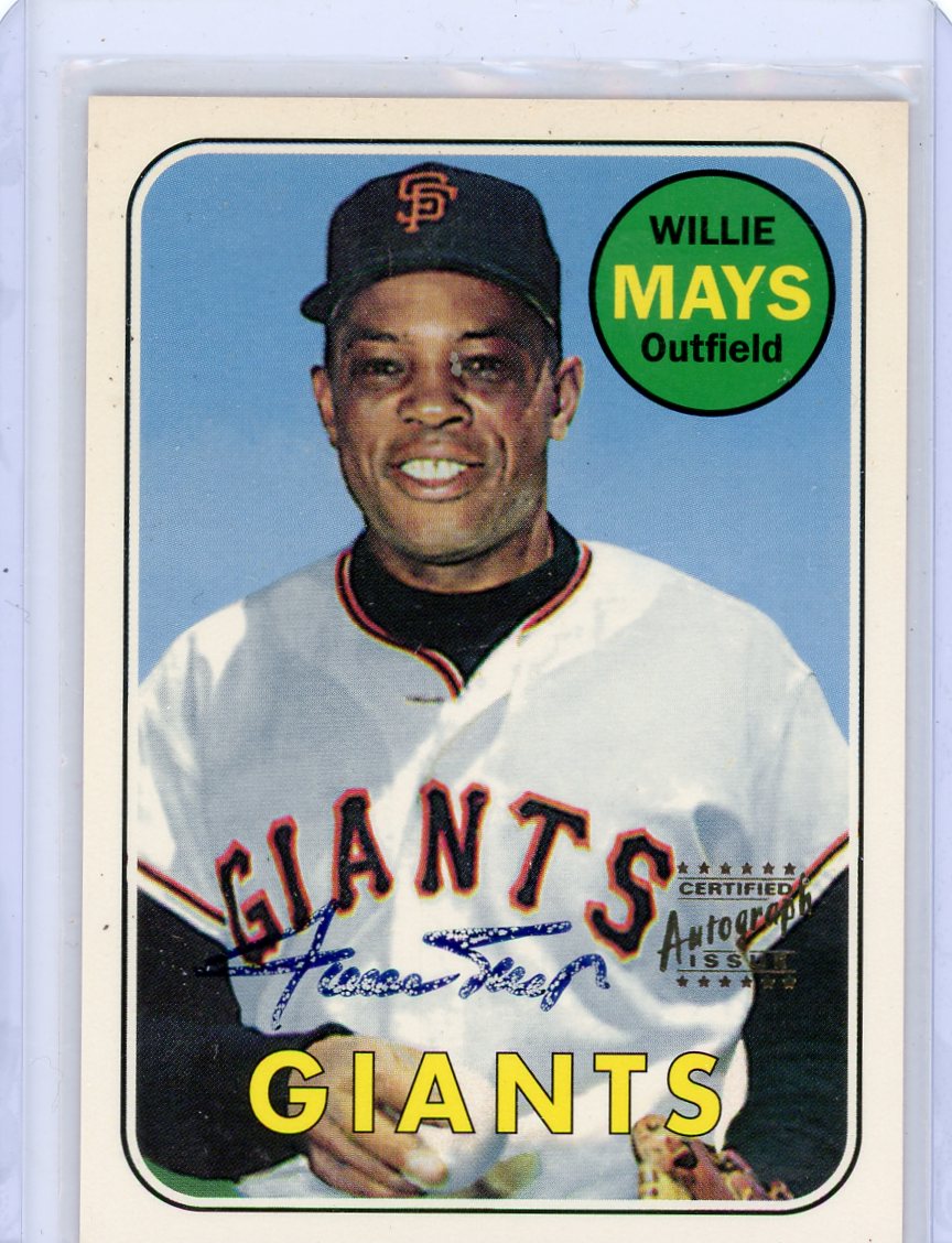 Willie Mays 1997 Topps Willie Mays Commemorative 1969 Topps Reprints Autographs