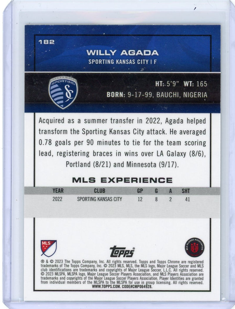Willy Agada 2023 Topps Chrome MLS gold refractor rookie card 