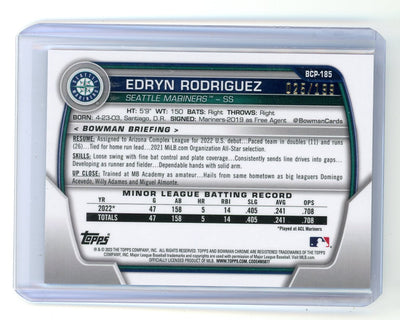 2023 Bowman Chrome Edryn Rodriguez 1st Bowman Pink Vapor Wave Refractor /199