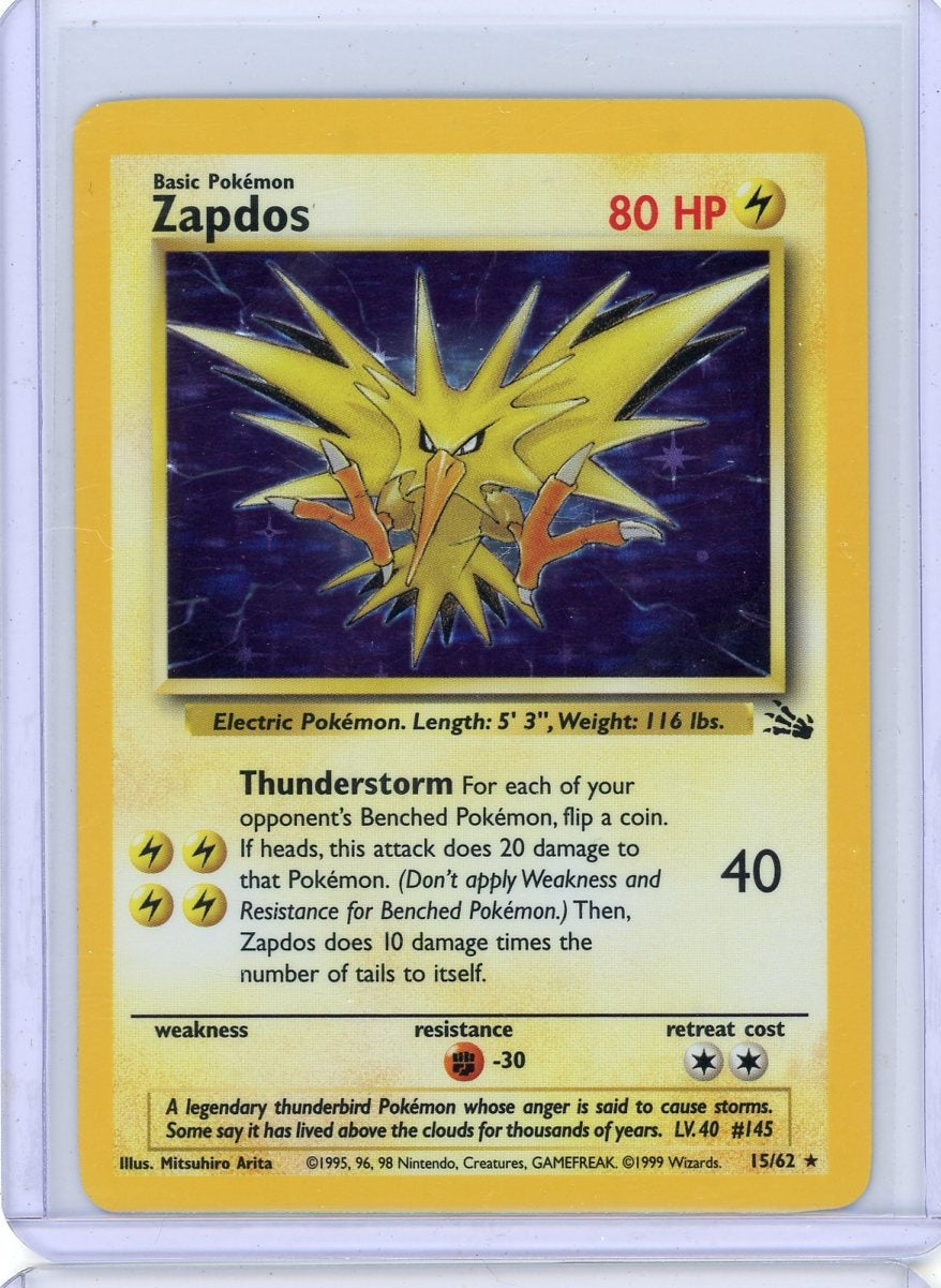 Zapdos Pokemon Fossil holo #15/62 LP/MP