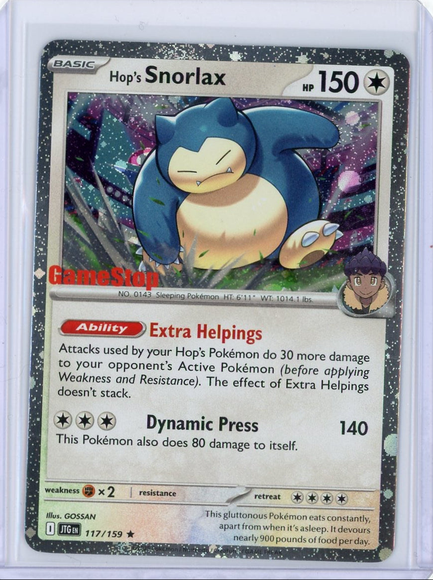 Hop's Snorlax 2025 Pokemon Game Stop Promo rare holo 117/159