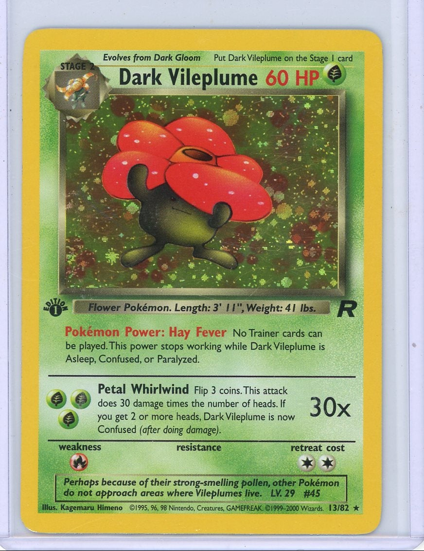 Dark Vileplume Pokemon Team Rocket 1st Edition holo #13/82 LP