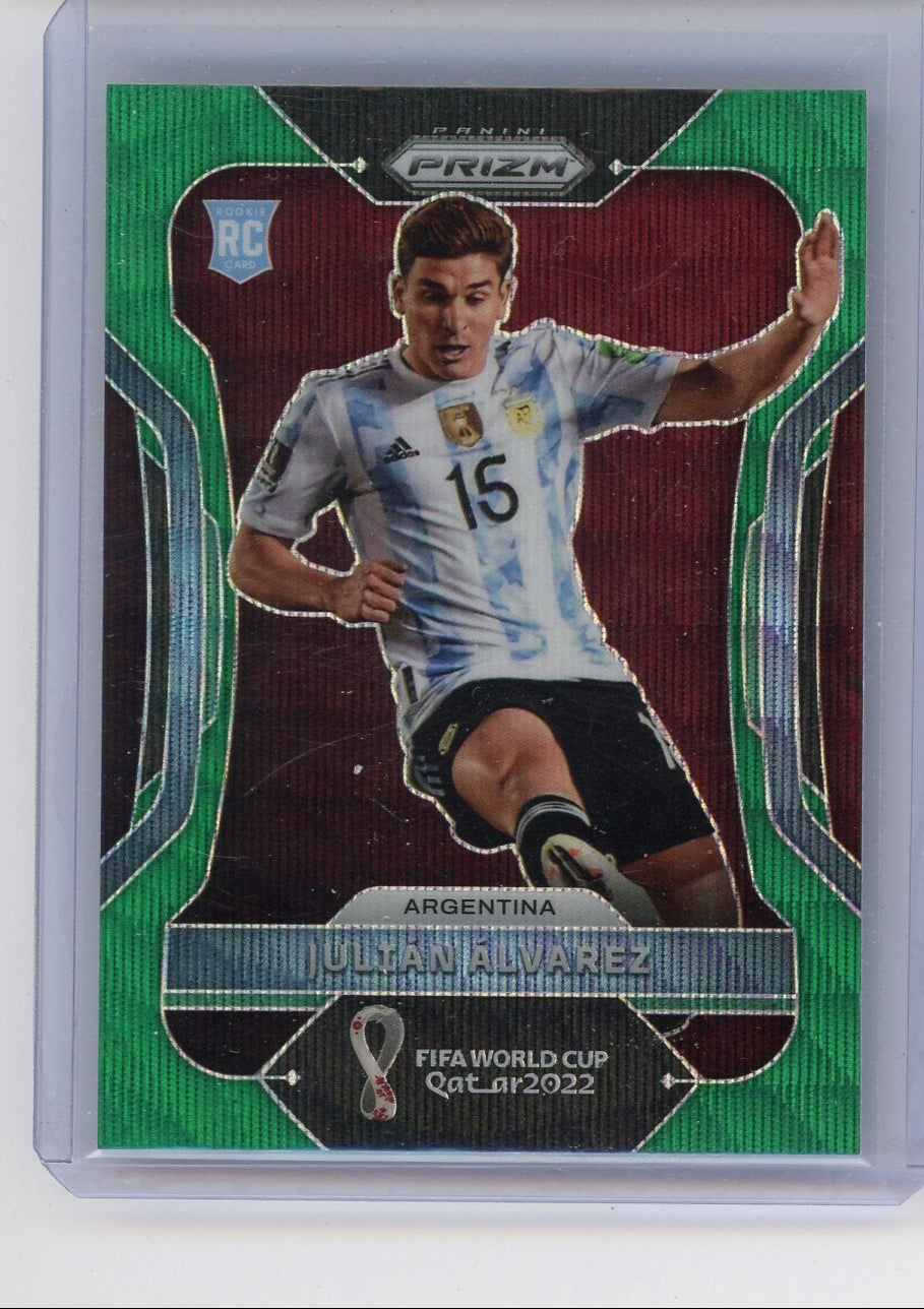 Julian Alvarez 2022 Panini Prizm World Cup green wave prizm rookie card