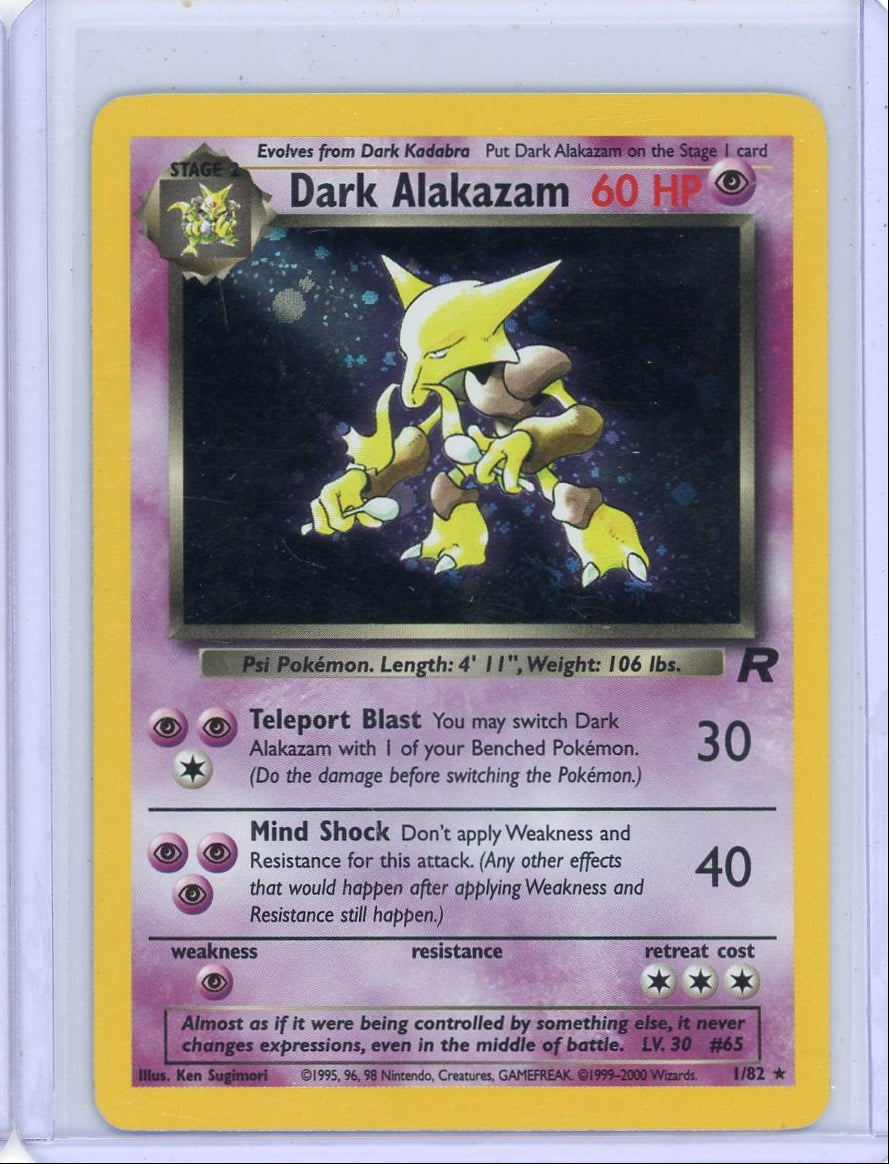 Dark Alakazam Pokemon Team Rocket 1st Edition holo #1/82 LP/NM