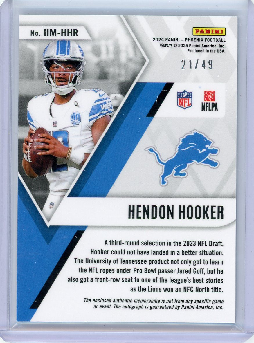 Hendon Hooker 2024 Panini Phoenix Incredible Inked Materials Auto Relic #'d 21/49