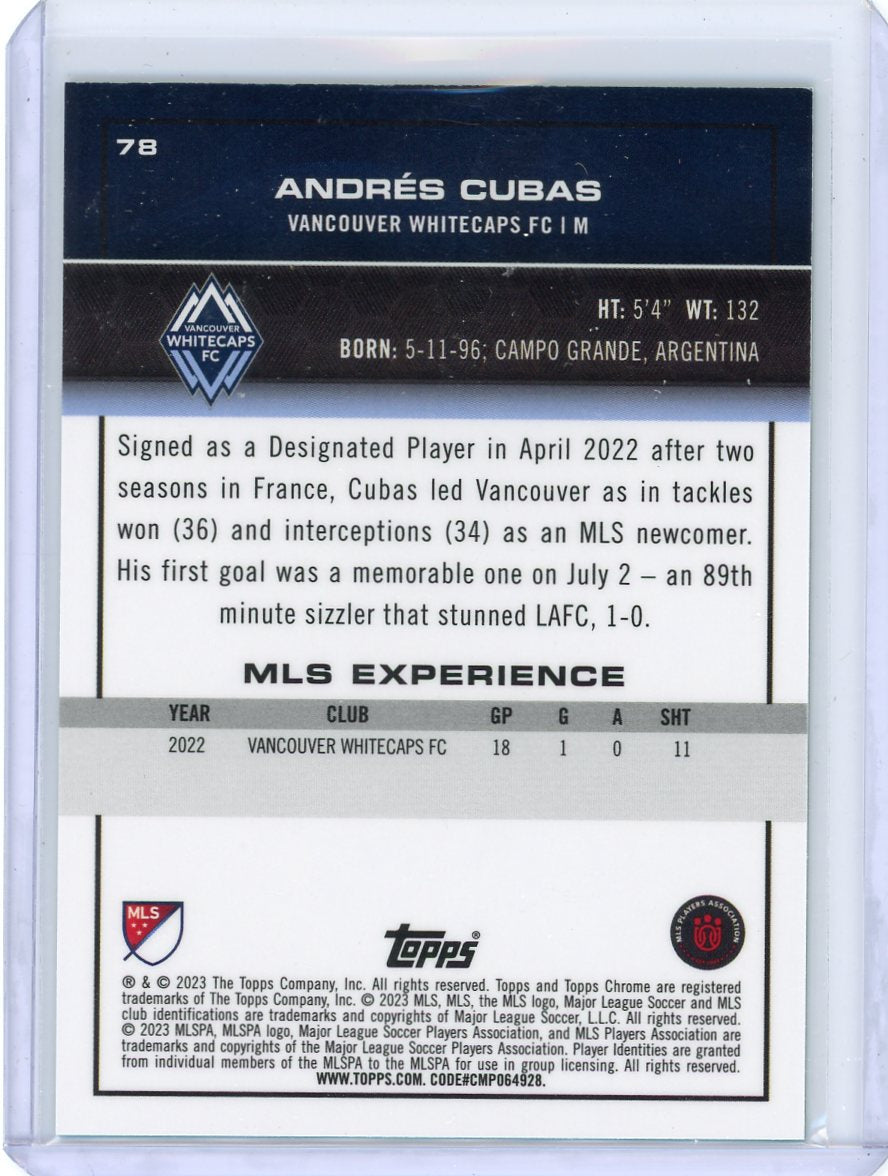 Andre Cubas 2023 Topps Chrome MLS neon green lava refractor #'d 99/99