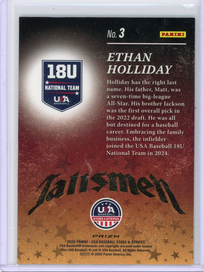 Ethan Holliday 2026 Panini USA Stars & Stripes Talismen Green Prizm