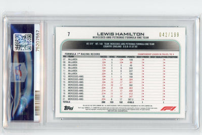 Lewis Hamilton 2022 Topps Formula 1 aqua #'d 042/199 PSA 10