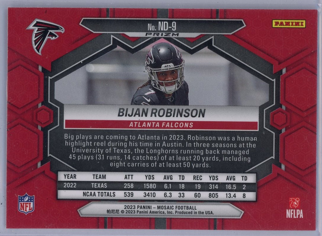 Bijan Robinson 2023 Panini Mosaic NFL Debut red mosaic RC
