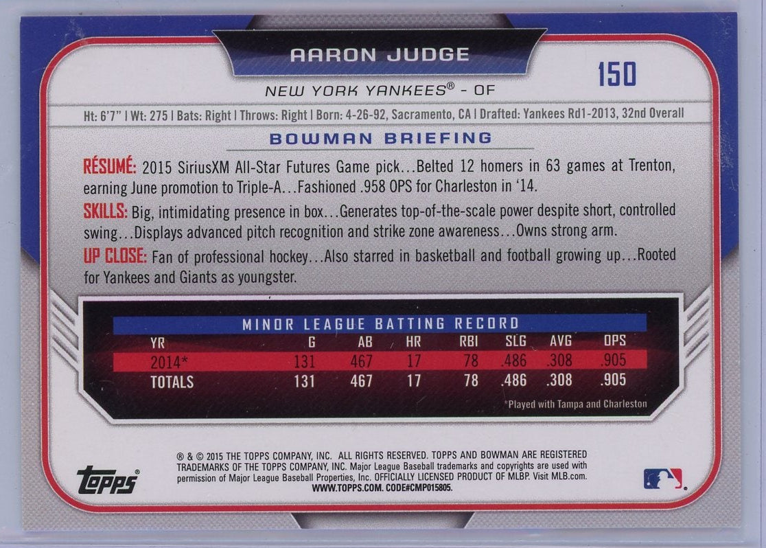 Aaron Judge 2015 Bowman Paper #150