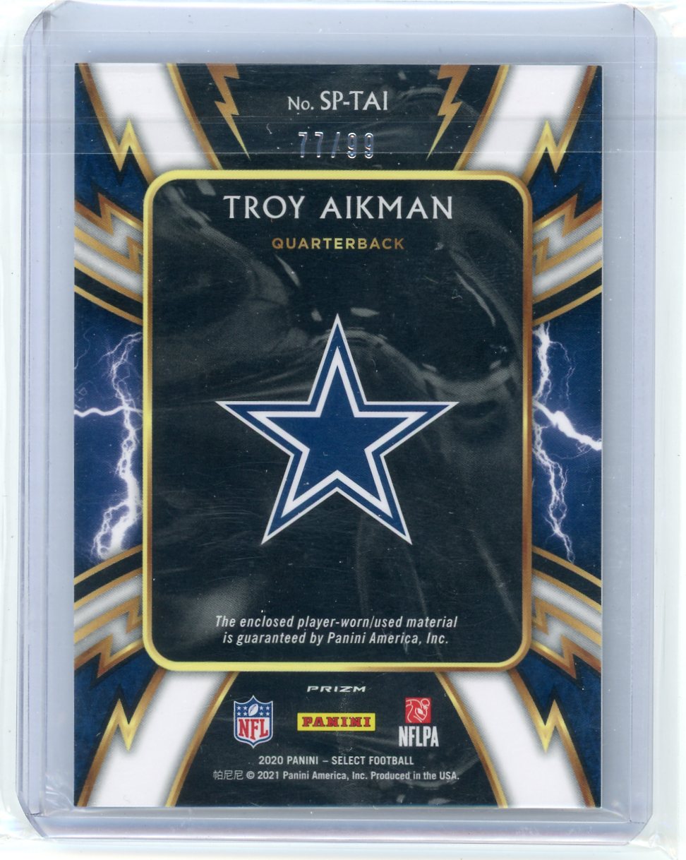 Troy Aikman 2020 Panini Select jersey relic #'d 77/99