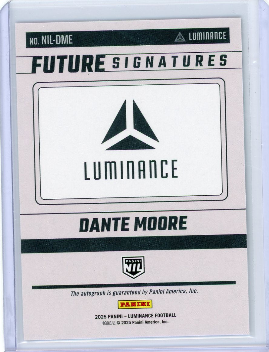 Dante Moore 2025 Panini Luminance Football Future Signatures Autograph