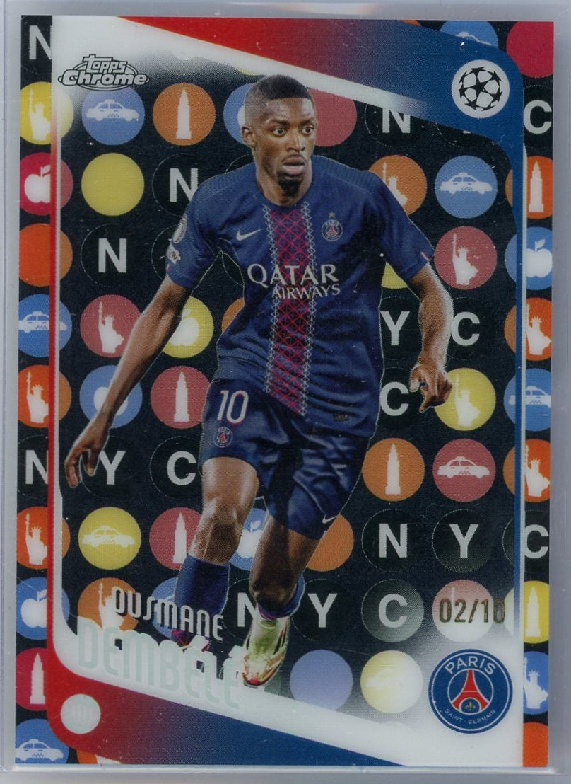Ousmane Dembele 2025-26 Topps Chrome UEFA Big Apple SP black ref. #'d 02/10