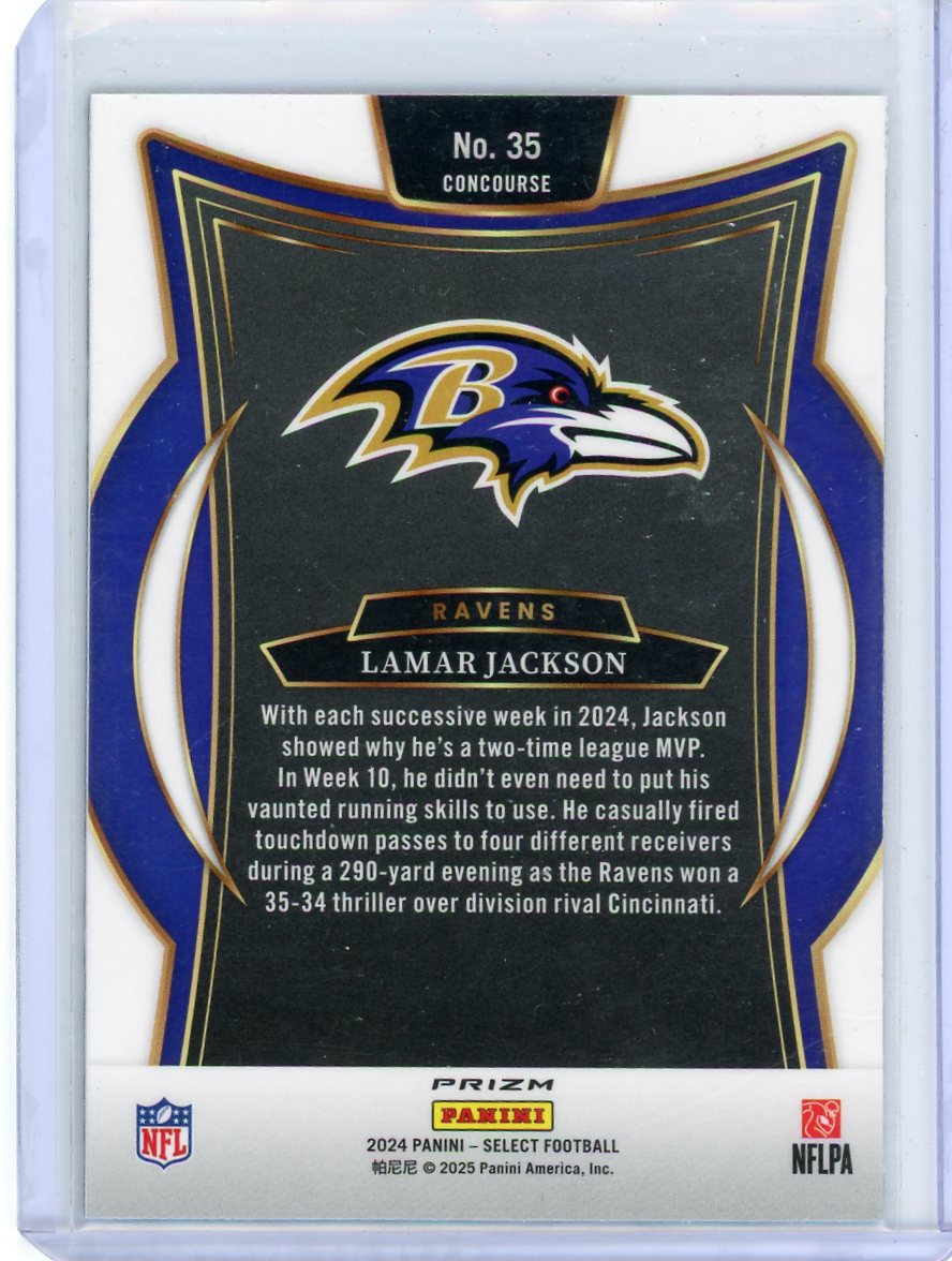 Lamar Jackson 2024 Panini Select Zebra SSP