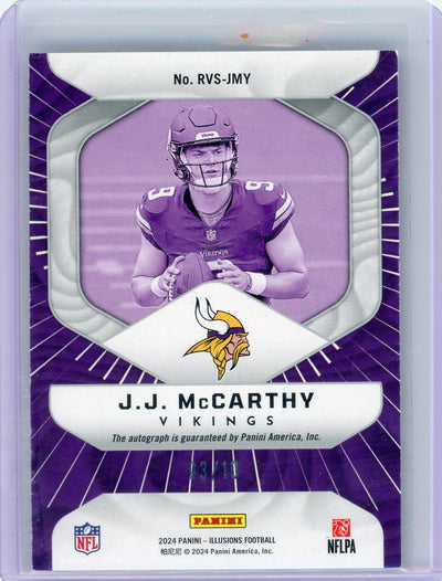 J.J. McCarthy 2024 Panini Illusions Rookie Vision Green Auto #'d 3/10