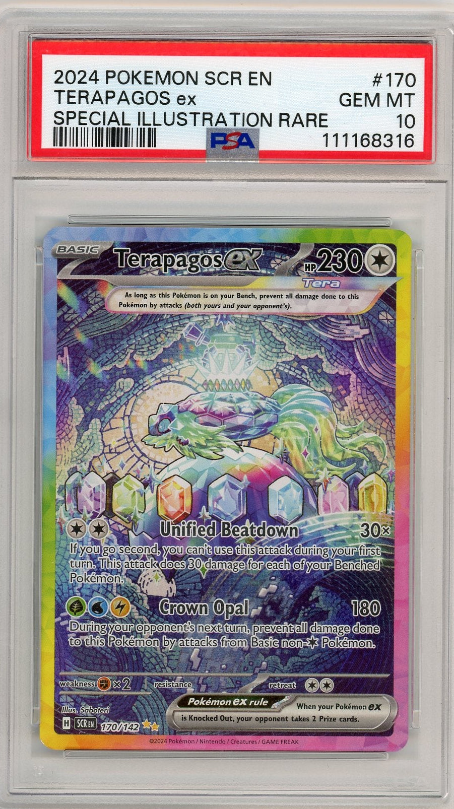 2024 Pokemon Scr EN-Stellar Crown Terapagos EX Special Illustration Rare 170 PSA 10