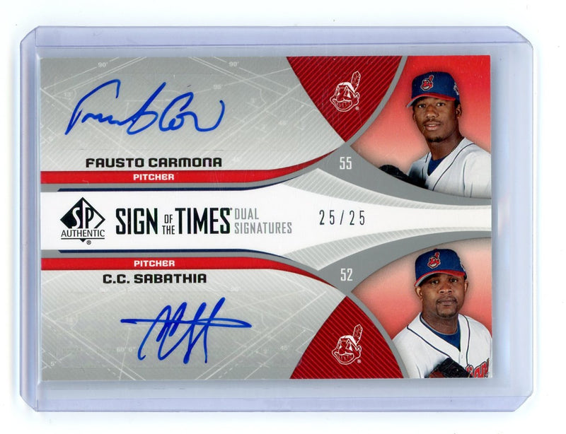 C.C. Sabathia Fausto Carmona 2006 Upper Deck SP Authentic Sign of the Times Dual Sig 