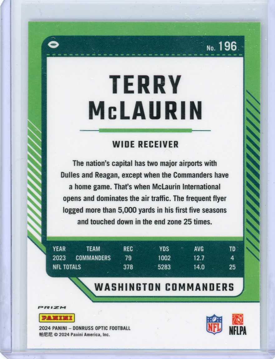 Terry McLaurin 2024 Panini Donruss Optic White Sparkle SSP