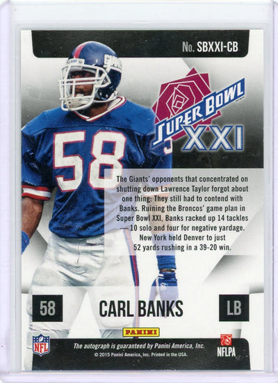 Carl Banks 2015 Panini Super Bowl XXI Auto