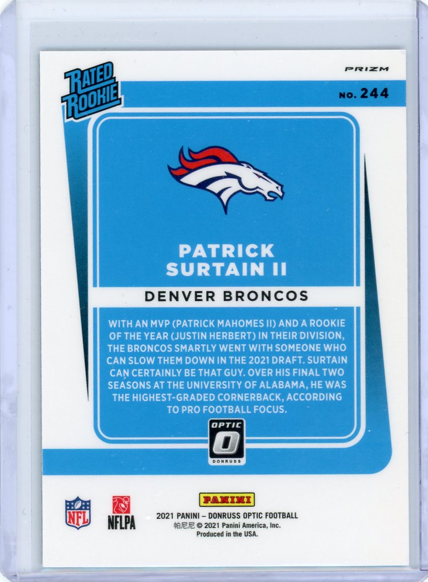 Patrick Surtain II 2021 Panini Donruss Optic Teal Velocity SP