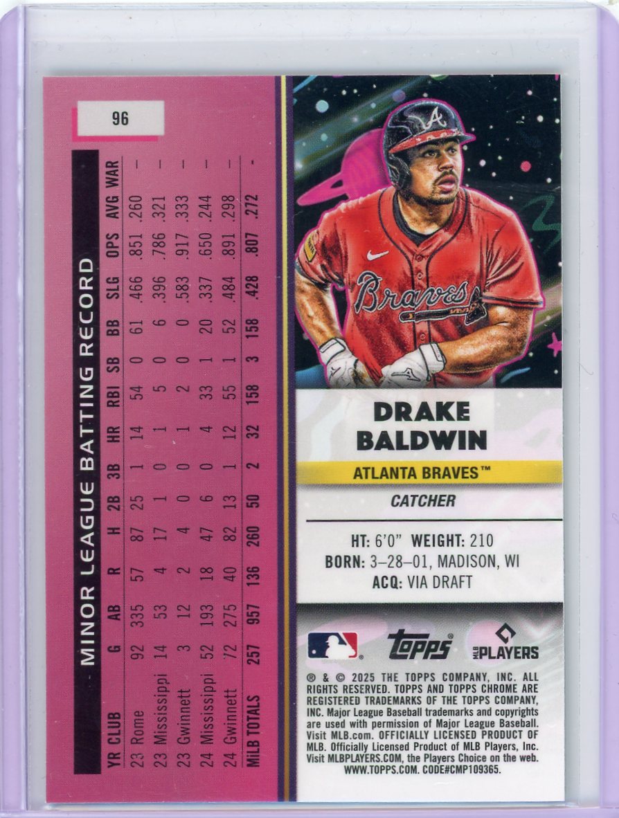 Drake Baldwin 2025 Topps Chrome Cosmic Green Space Dust #'d 62/75