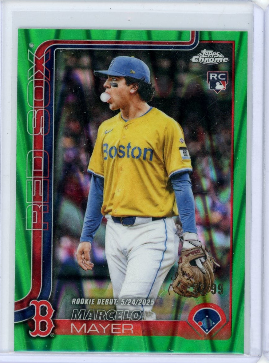 Marcelo Mayer 2025 Topps Update Series Rookie Debut Green Raywave Refractor RC #'d 52/99