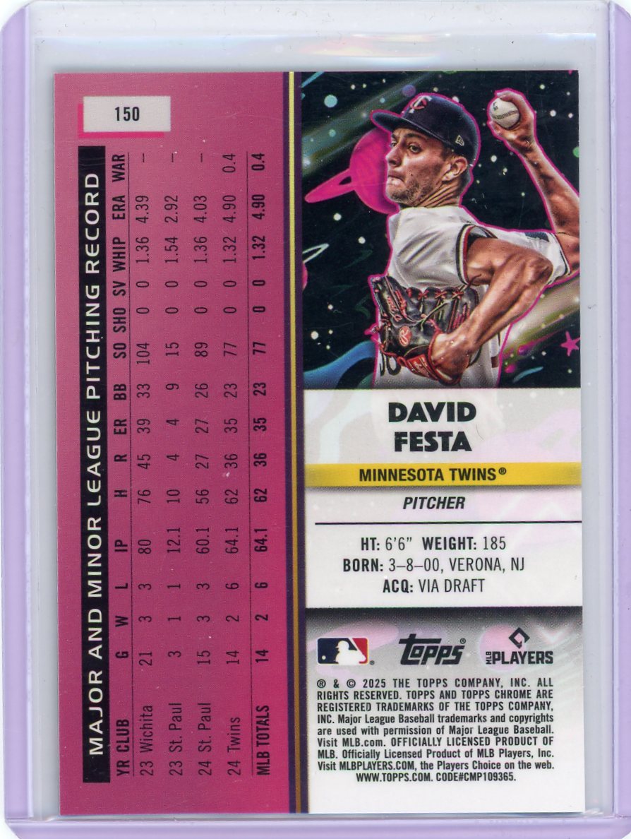 David Festa 2025 Topps Chrome Cosmic Black Eclipse Rookie #'d 09/10