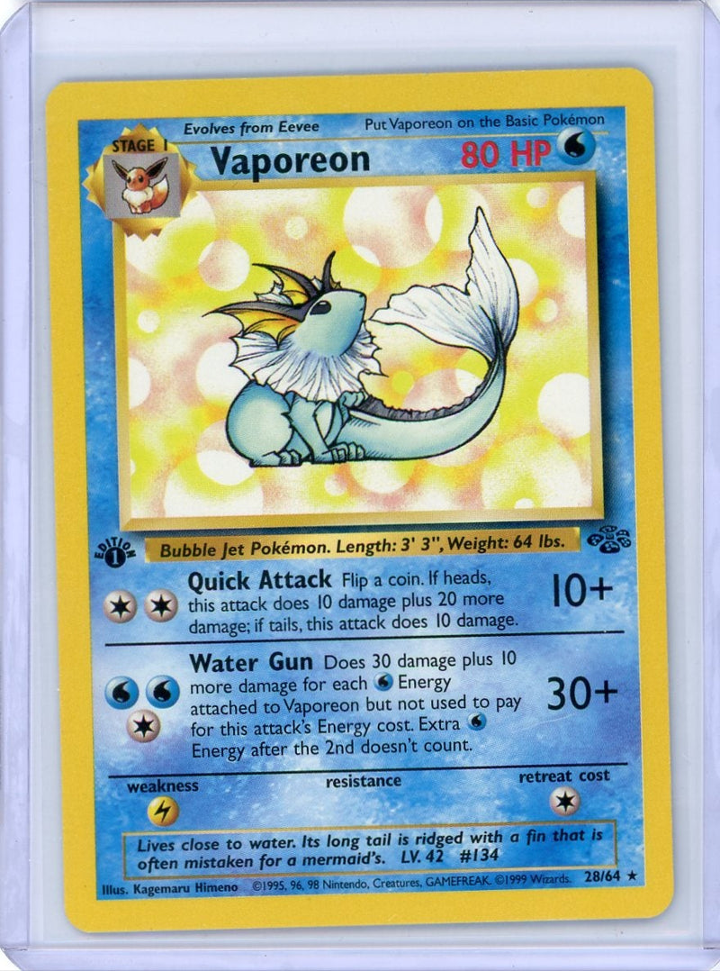 Vaporeon Pokemon Jungle 1st Edition 28/64