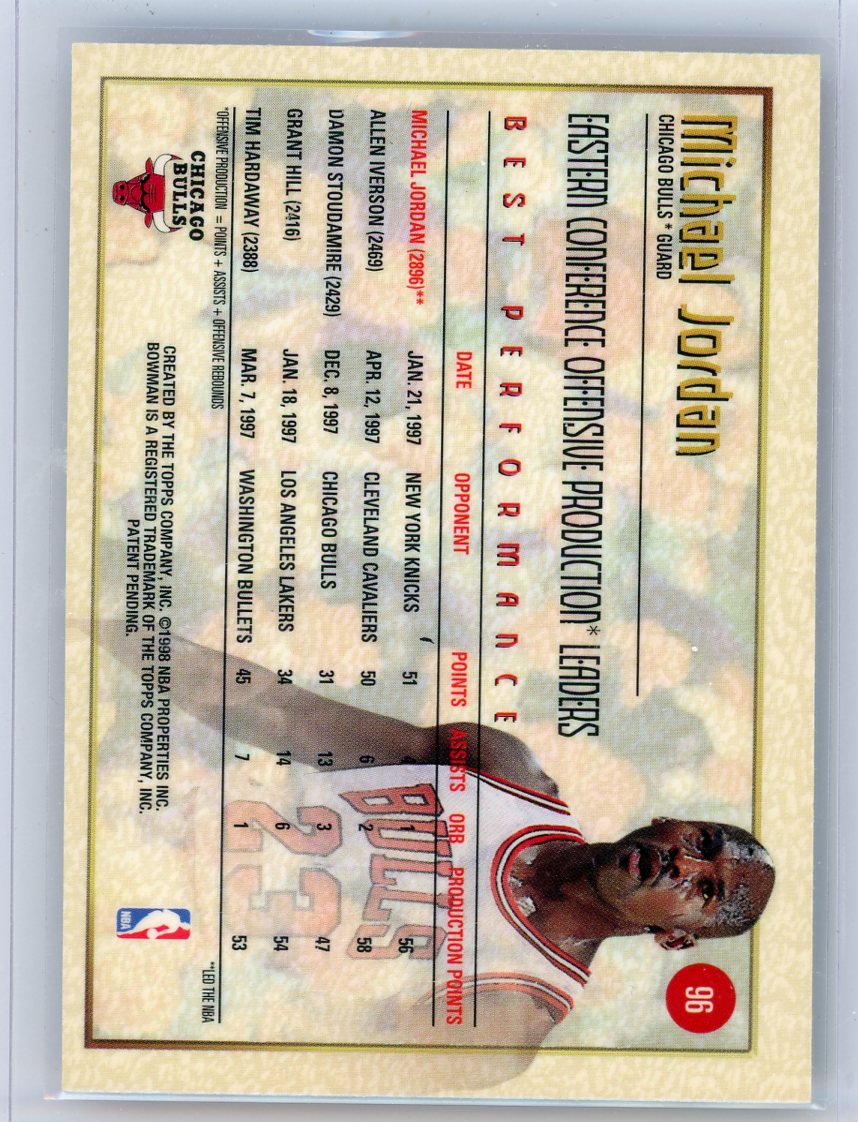 Michael Jordan 1998 Bowman's Best Best Performance #96