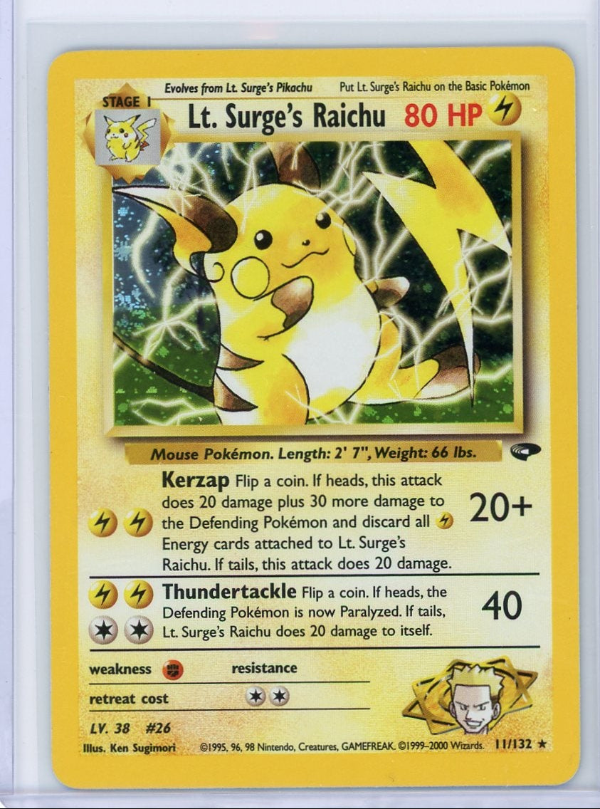 Lt. Surge's Raichu Pokémon Gym Challenge Unlimited Holo #11/132