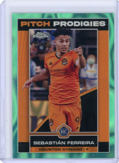 Sebastian Ferreira 2023 Topps Chrome MLS Pitch Prodigies aqua lava rookie card #'d 117/125