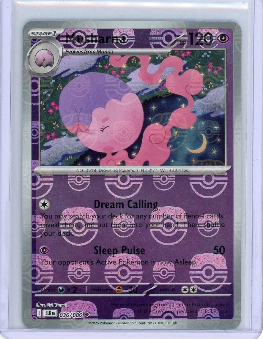 Musharna 2025 Pokemon Black Bolt Master Ball #036/086