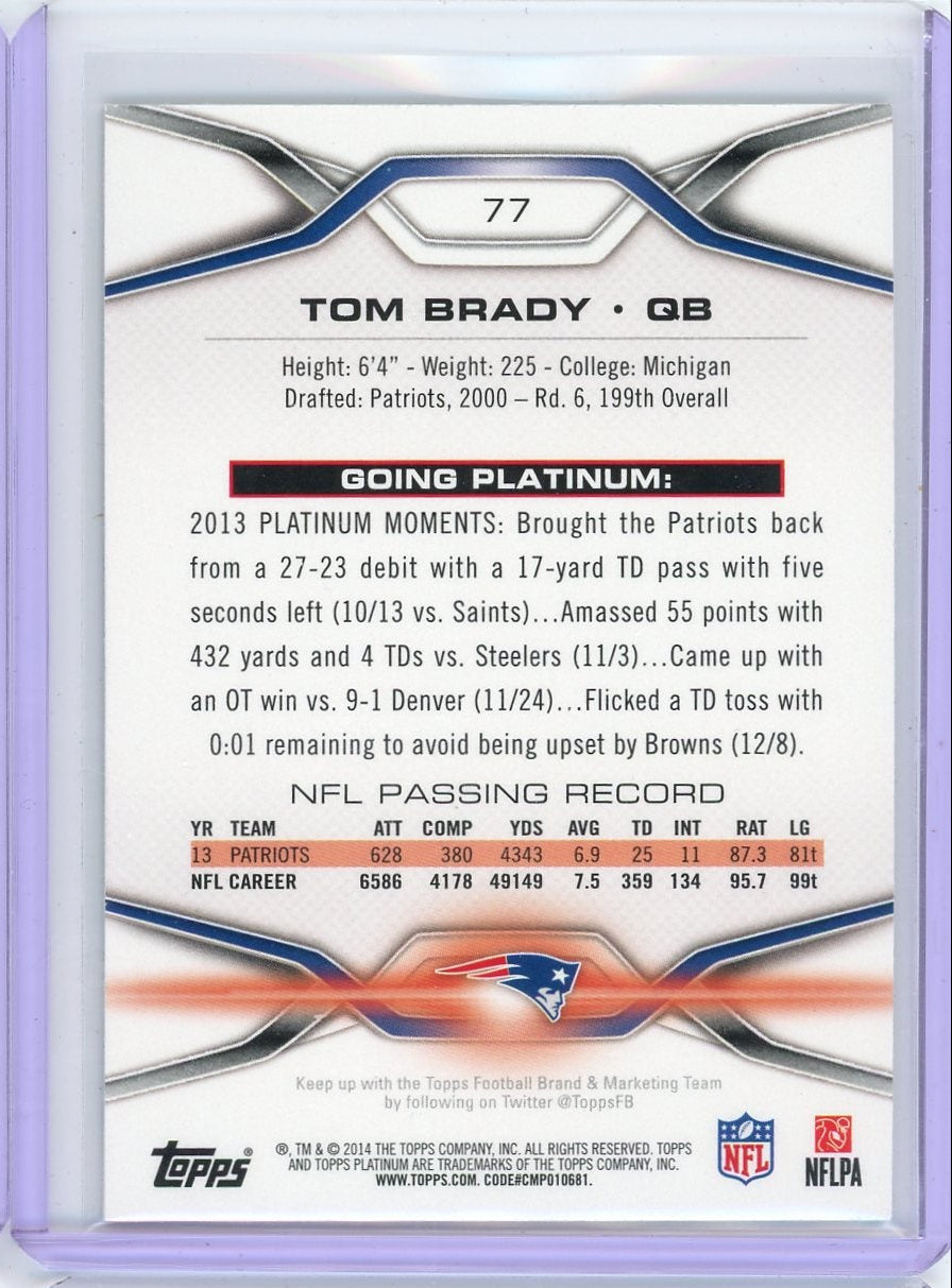 Tom Brady 2014 Topps Platinum blue foil