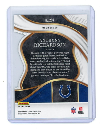 Anthony Richardson 2023 Panini Select Red-Blue-Yellow Club Level Die Cut RC