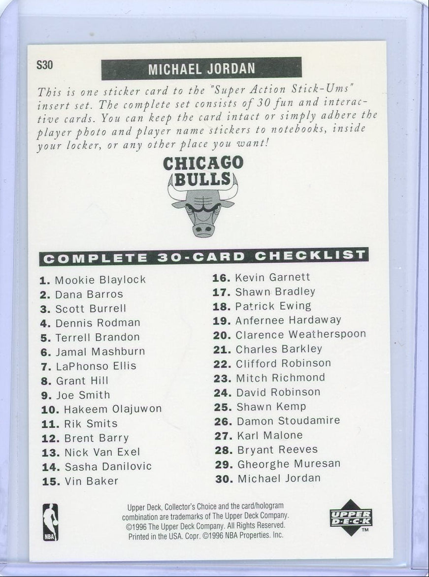 Michael Jordan 1996 Upper Deck Collector's Choice Super Action Stickums