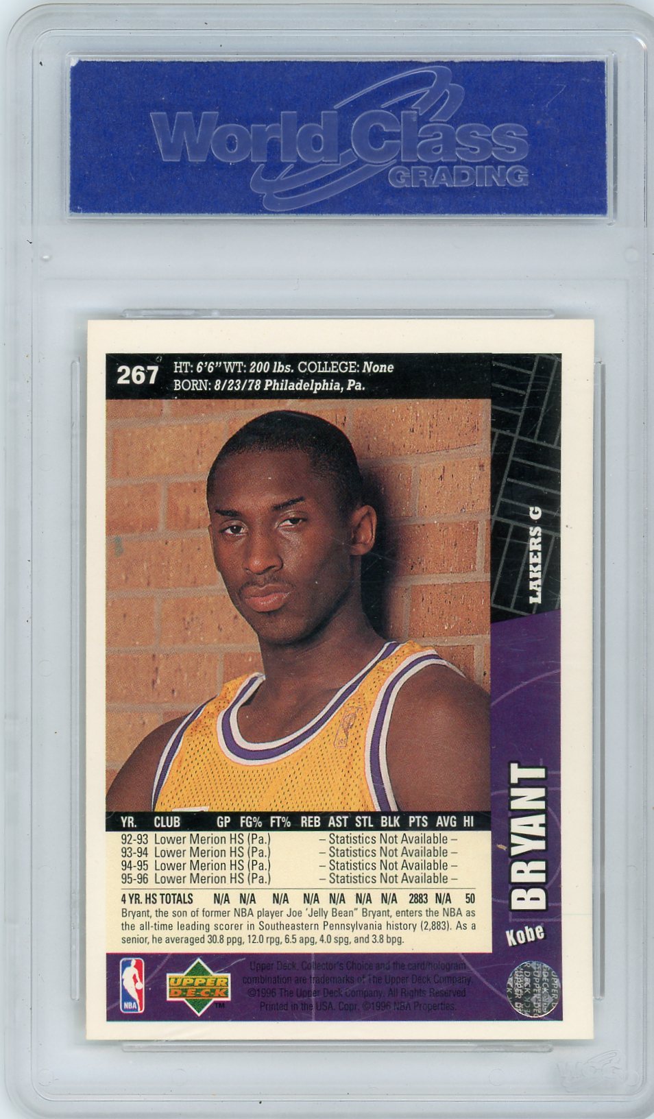 Kobe Bryant 1996 Collectors Choice Rookie Card WCG 10
