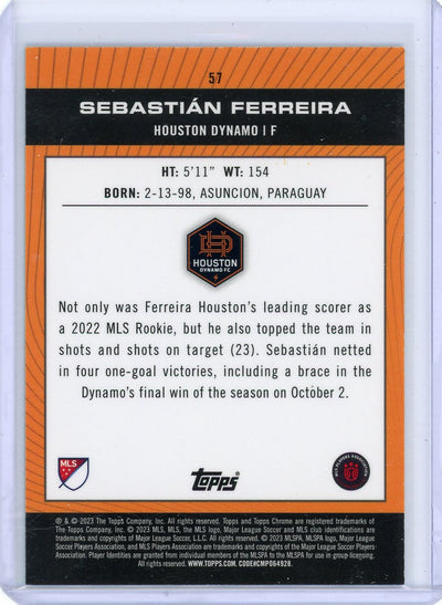Sebastian Ferreira 2023 Topps Chrome MLS Pitch Prodigies aqua lava rookie card #'d 117/125
