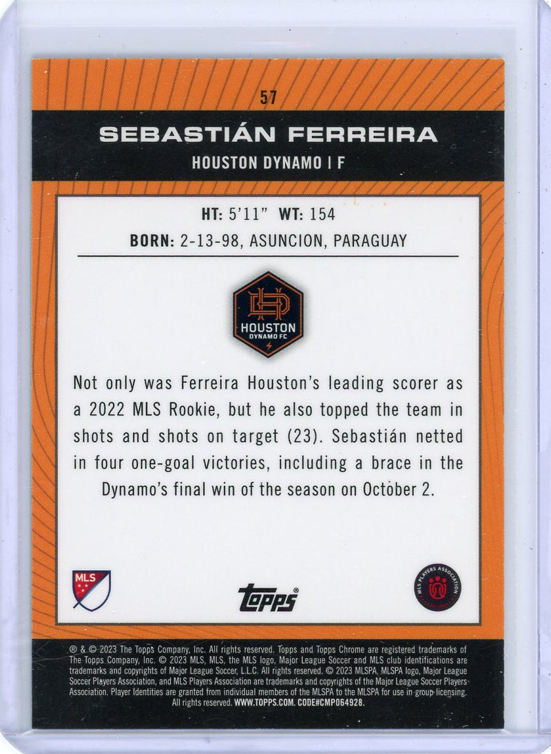 Sebastian Ferreira 2023 Topps Chrome MLS Pitch Prodigies aqua lava rookie card 