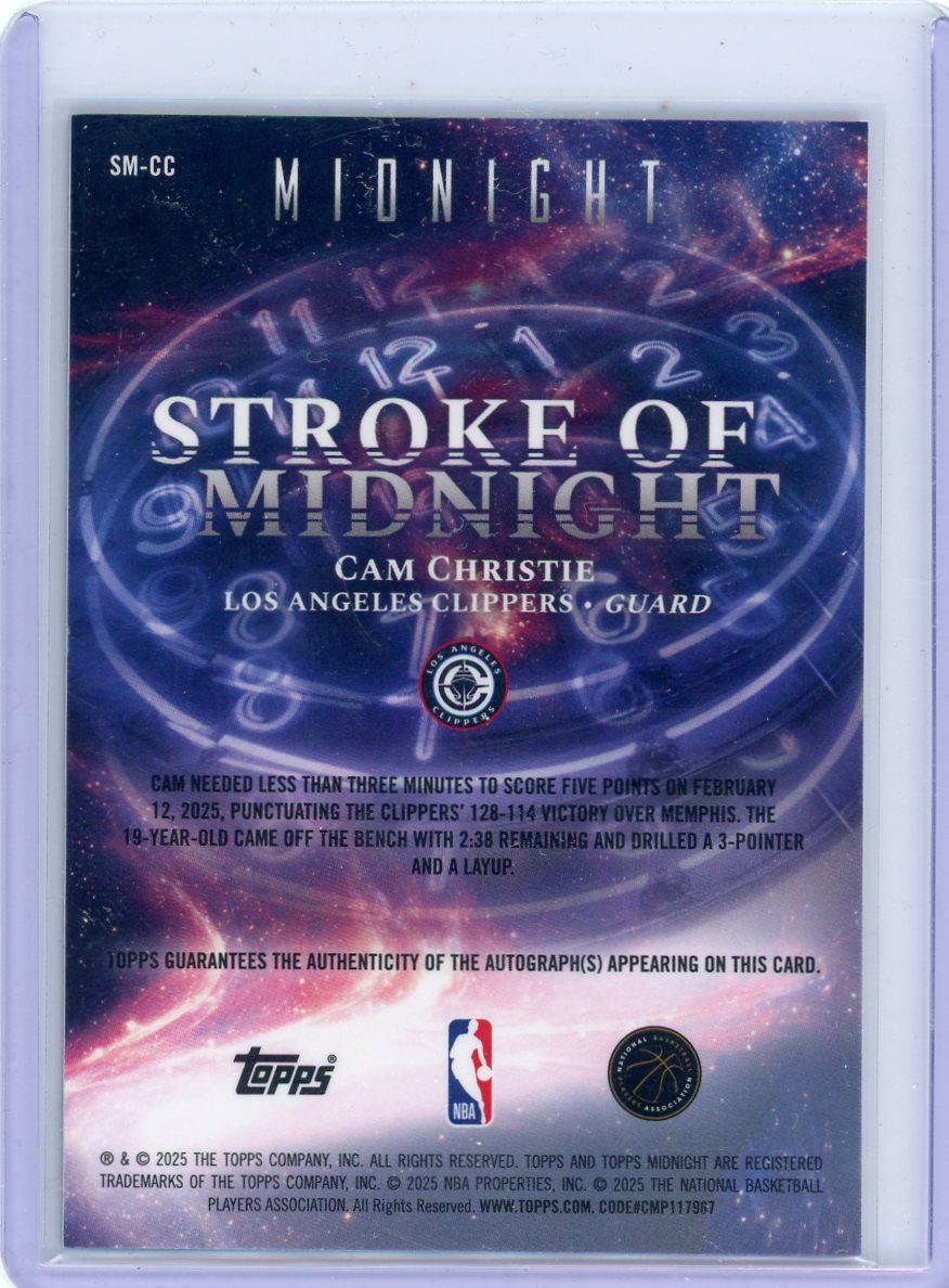 Cam Christie 2025-26 Topps Midnight Stroke of Midnight Auto