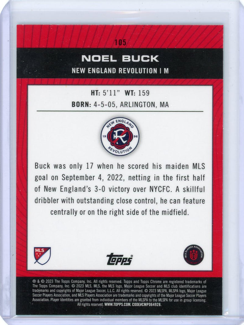 Noel Buck 2023 Topps Chrome MLS Pitch Prodigies aqua lava rookie card 