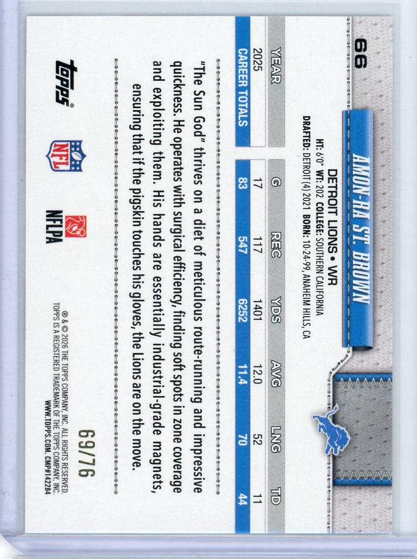 Amon-Ra St. Brown 2026 Topps Flagship American Flag Parallel #'d 69/76