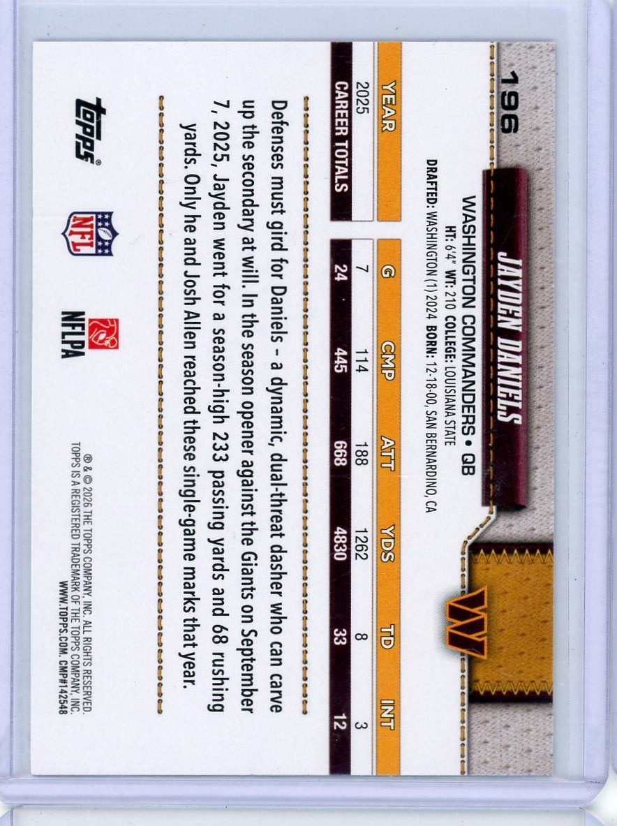 Jayden Daniels 2026 Topps Flagship True Photo Variation SSP