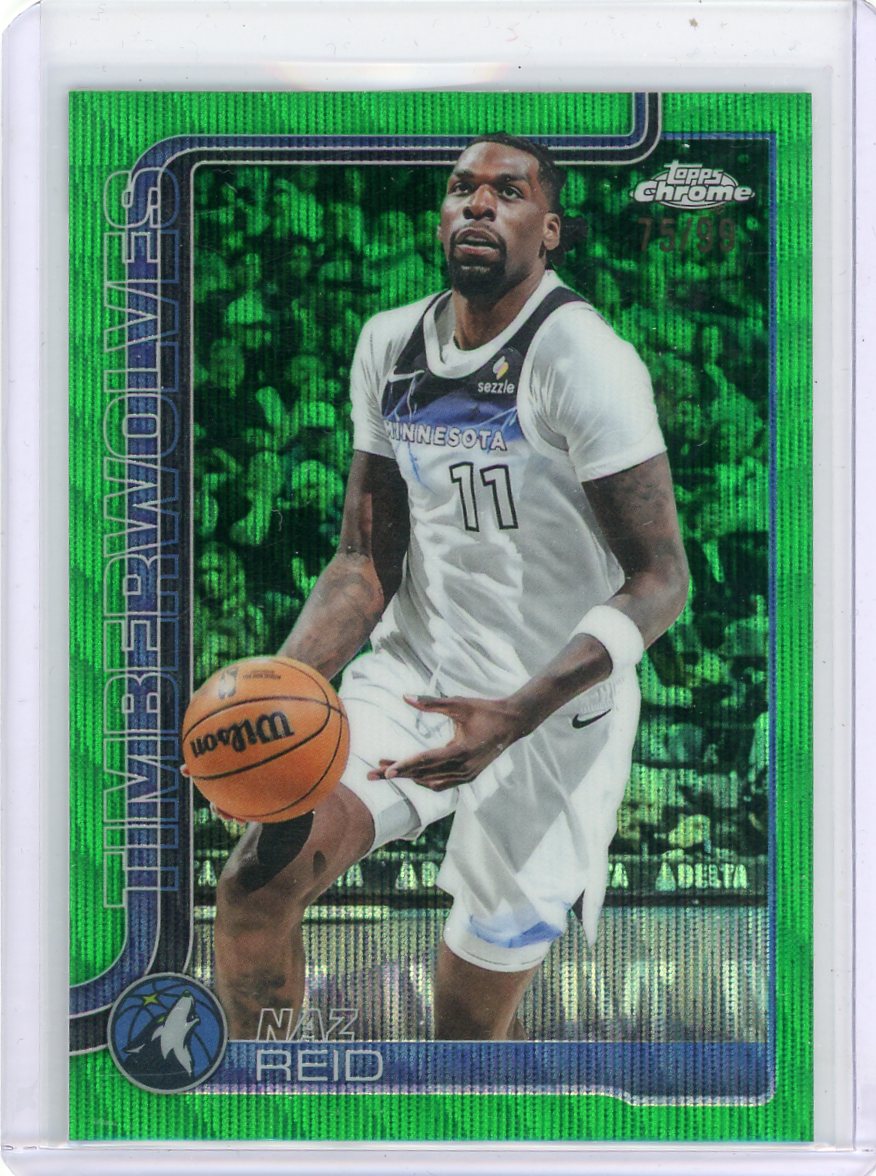 Naz Reid 2025 Topps Chrome Green Wave Refractor #'d 75/99