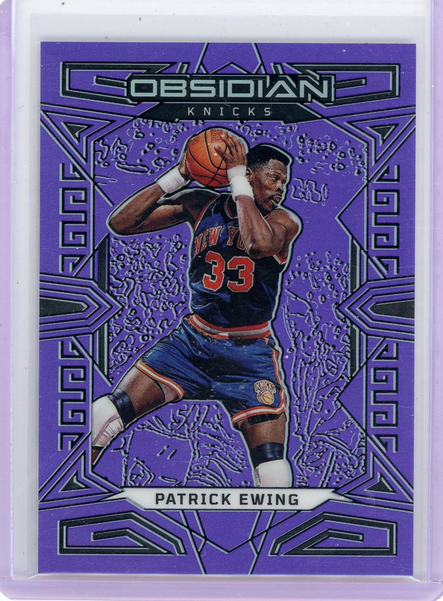 Patrick Ewing 2022-23 Panini Obsidian Purple Flood Electric Etch #'d 06/49