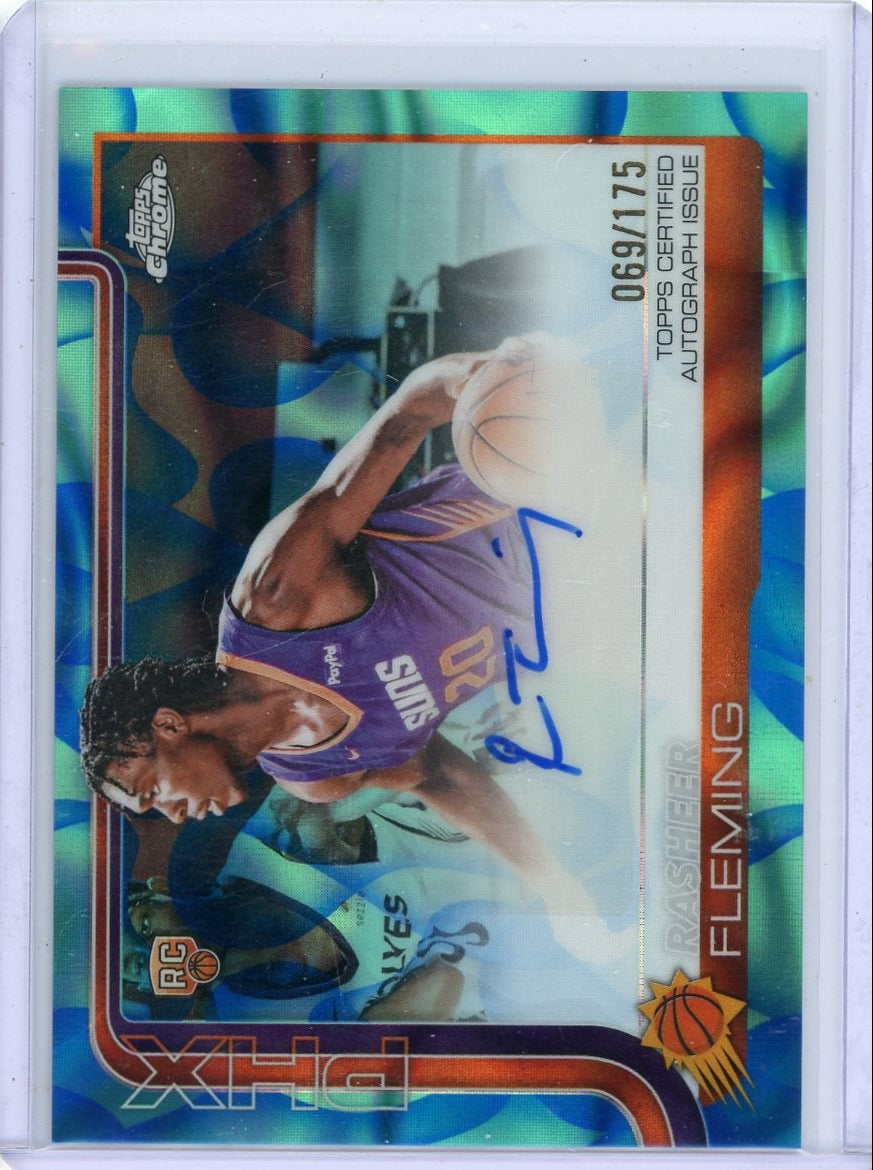Rasheer Fleming 2025-26 Topps Chrome Update autograph aqua blue lava lamp ref. RC #'d 069/175