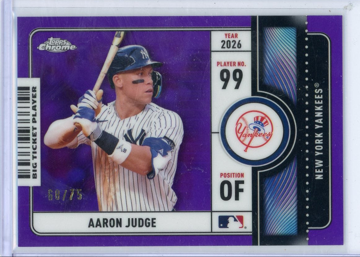 Aaron Judge 2026 Topps Chrome Big Ticket Player Purple Refractor #'d 68/75