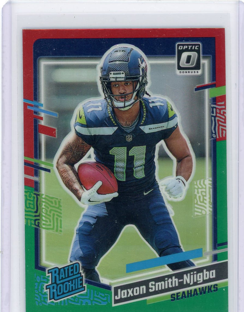 Jaxon Smith-Njigba 2023 Panini Donruss Optic green/red prizm rookie card