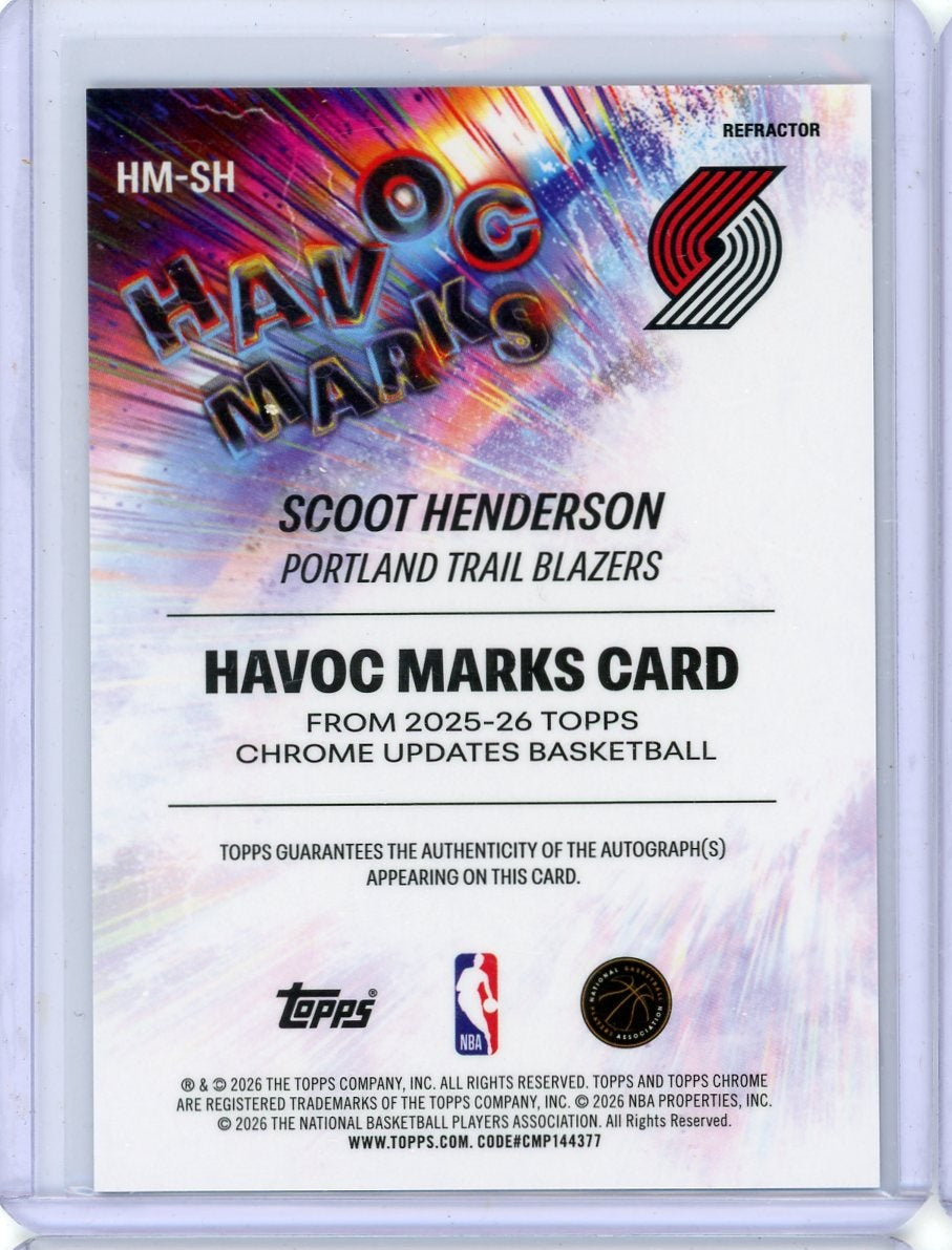 Scoot Henderson 2025-26 Topps Chrome Update Havoc Marks autograph